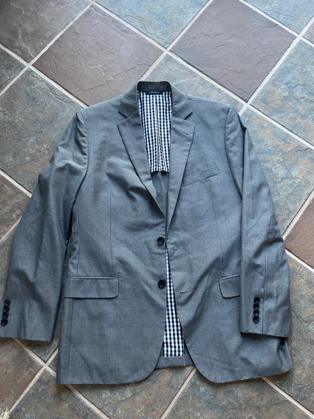 Brooks Brothers Gray Two-Button Sport Coat with Gingham Lining new never worn